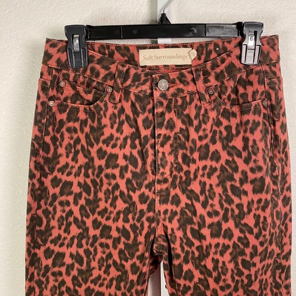 Soft Surroundings Womens The Ultimate High Rise Leopard Skinny Jeans Size‎ 6 - Picture 2 of 11